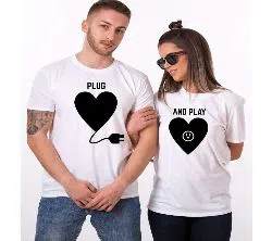 Half Sleeve White T Shirt For Couple FF12