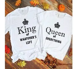 King & Queen Half Sleeve White T Shirt For Couple FF15
