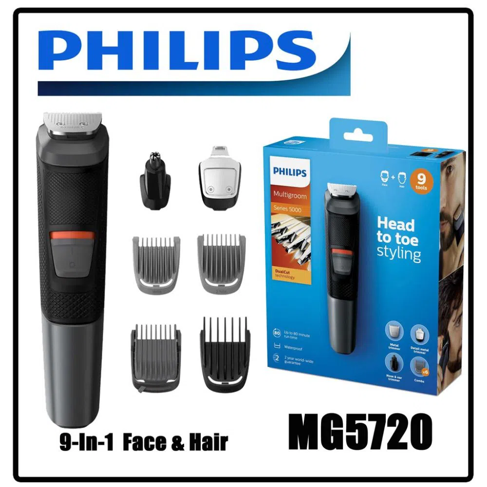Philips MG5720/15 Series-5000 Multigroom 9-in-1 Face, Hair & Nose Trimmer