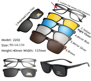 6 in 1 Magnetic Clip Polarized UV Protection Sunglasses