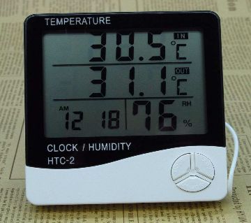 HTC-2 Indoor  এলসিডি ডিজিটাল টেম্পারেচার  Humidity Meter Thermometer With Alarm Clock