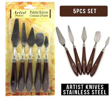 5 Pieces Painting Knives, Stainless Steel Palette Knife Set Painting Scraper Spatula Knife Tools Accessories for Oil Canvas Acrylic Painting