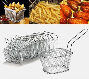 Mini French Fries Basket Strainer Mini French Deep Fryers Basket Net Mesh Fries Chip Kitchen Tool Stainless Steel Fryer Home