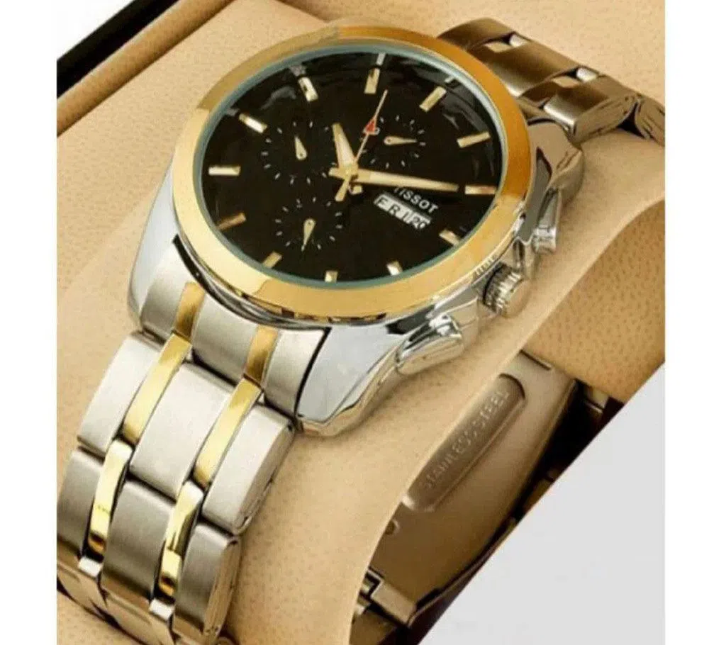 Stainless Steel Chronograph Watch for Men-Silver and Golden