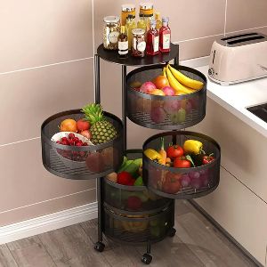 5 Layers Kitchen Rotating Shelf 360 Degree Baskets Fruit Vegetable Storage Rack