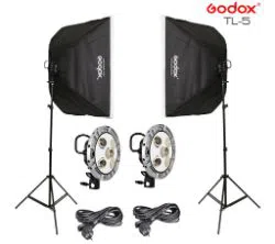 Godox TL-5 5in1 Bulb Head Multi-Holder Tricolor+Light Stand+Softbox 60x60cm Camera Photography Lighting 2pcs Set
