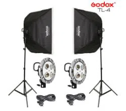 Godox TL-4 4in1 Bulb Head Multi-Holder Tricolor+Light Stand+Softbox 60x60cm Camera Photography Lighting 2pcs Set
