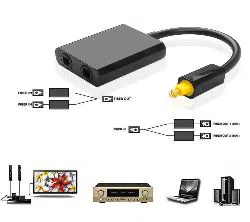 Digital Optical Fiber 1 to 2 Female Splitter Adapter Mini USB Audio Cable Proper