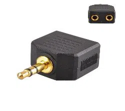 3.5mm Stereo Jack Headphone Splitter Adapter 1 Plug to 2 Sockets Connector- Black