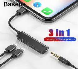 Baseus Audio Aux AdapterOTG Cable 3.5mm Jack Earphone Charging For iPhone Xs Max