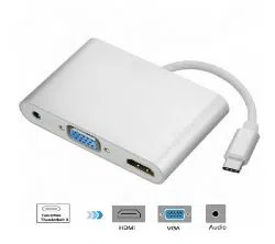 USB 3.1 Type C to HDMI+VGA+Audio Adapter 3 in 1 Converter for MacBook, Chrombook, USB Type C