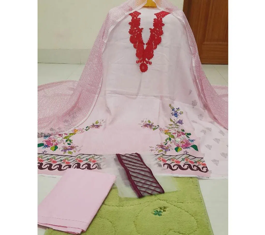 Unstitched Silk salwar kameez for women-Pink 