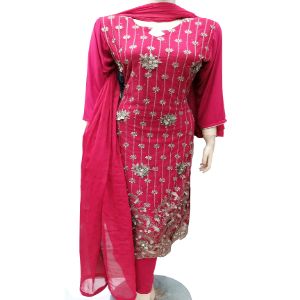 Fashionable Embroidery Georgette Stitched Thee Pieces for Women