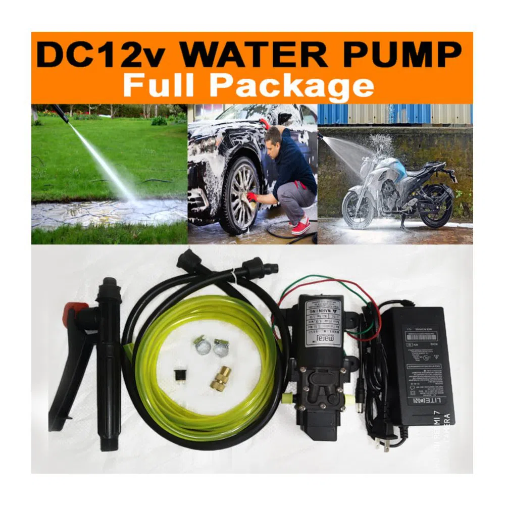 12v Water Pump Set /DC 12V-18V 120W High Pressure Automatic Switching.include all Instrument for car,bike and garden wash