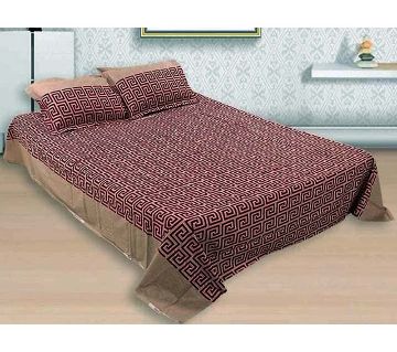 Digital Home Tex Cotton Fabric 7.5 By 8.5 Feet Multicolor King Size Bedsheet With Two Pillow Covers By Sells Bazar BD.