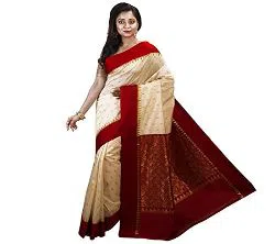 Indian Silk Katan Sharee Without Running Blouse Piece For Women  -Golden and maroon 