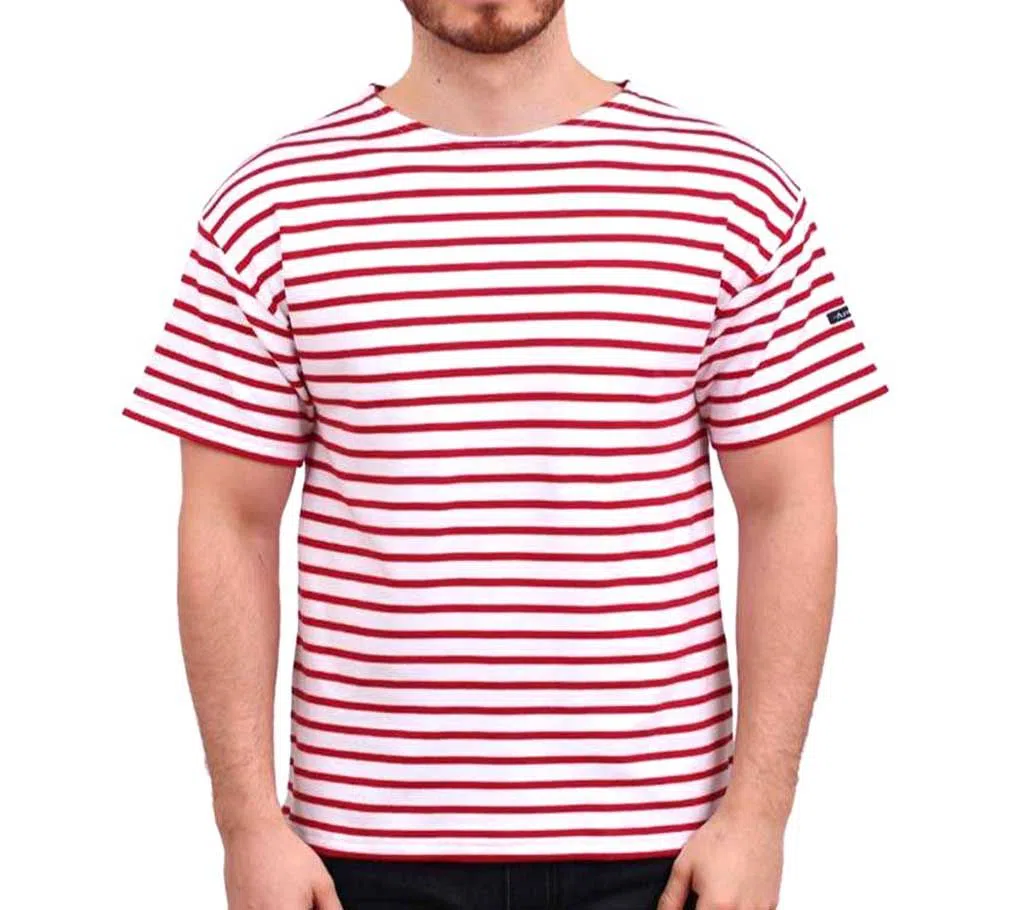 Half Sleeve Stripe Cotton T Shirt 