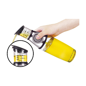 Plastic Press and Measure Oil Dispenser - 500 ml - Transparent