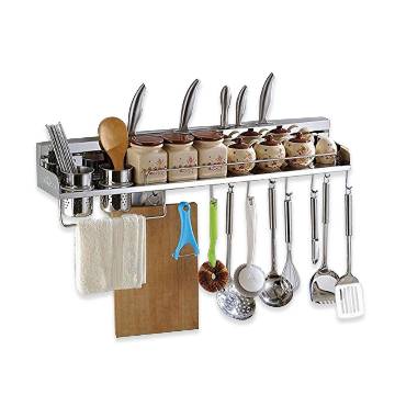 Stainless Steel Wall Mounted Kitchen Stand Holder - Silver