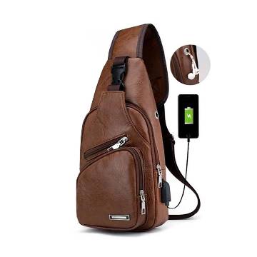 Leather Crossbody Bag - Brown - GP-586