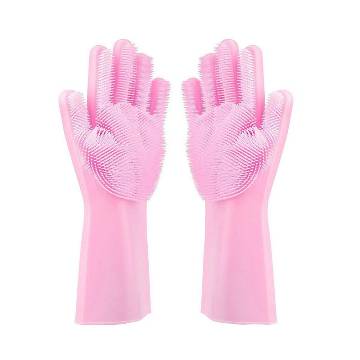 Magic Silicone Dish Wash Hand Gloves - Pink