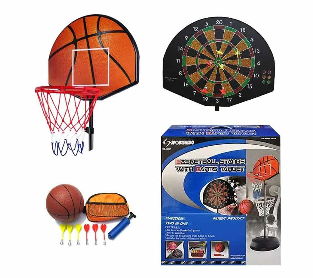 Basketball Net & Stand With Dart Target