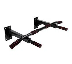 Wall Mounted Pull Up Chin Up Bar - Foam Grip - Black