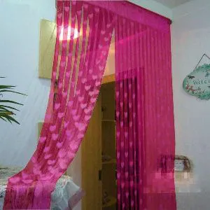 Fabric Love Heart Shaped Net Curtain/Porda - Dark Pink