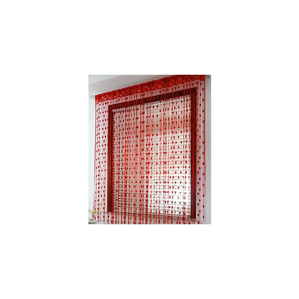 Fabric Love Heart Shaped Net Curtain/Porda Red - 4pcs