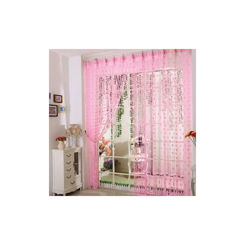 Fabric Love Heart Shaped Net Curtain/Porda Pink - 4pcs
