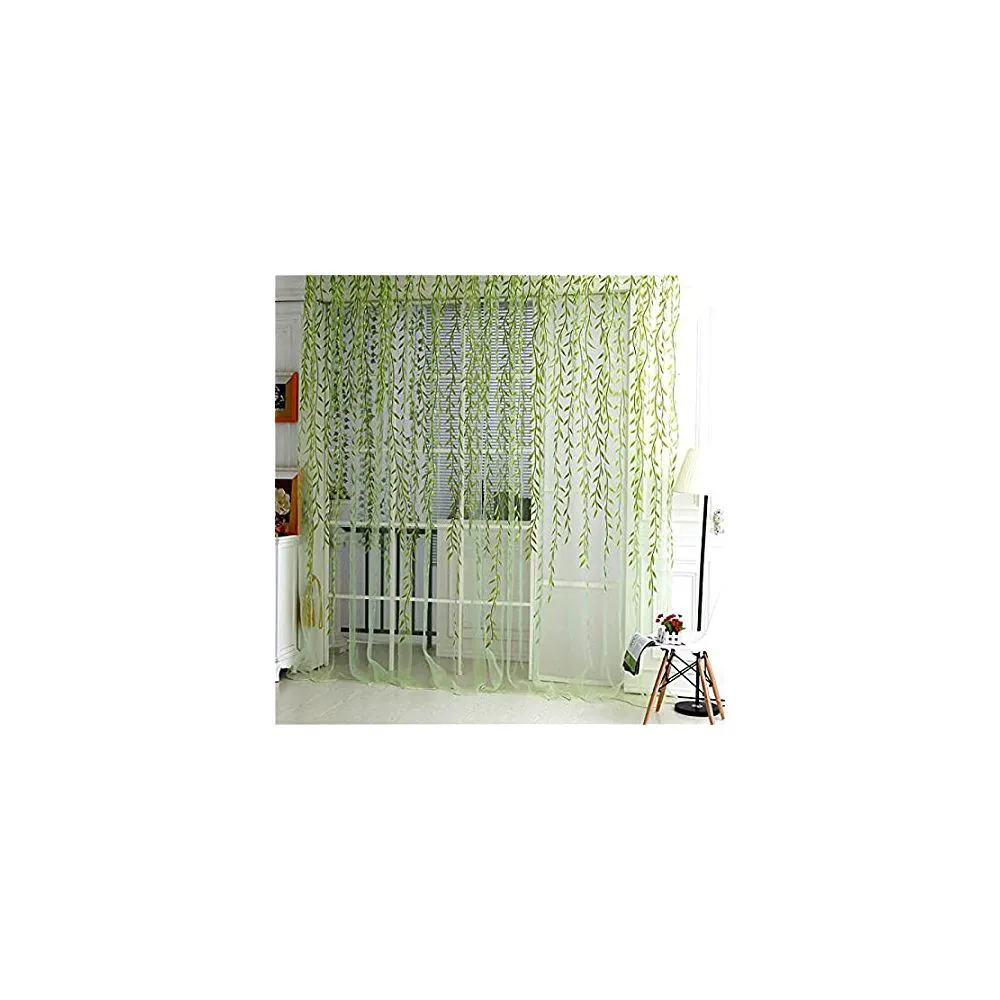 Fabric Love Heart Shaped Net Curtain/Porda Green - 4pcs