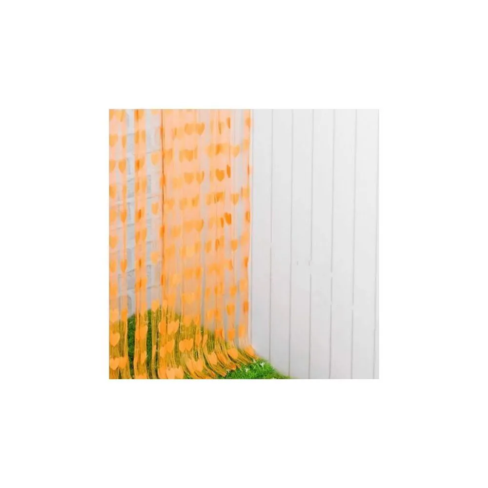Fabric Love Heart Shaped Net Curtain/Porda Orange - 4pcs