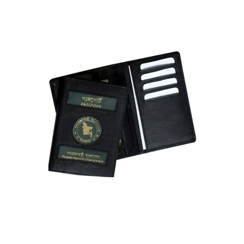 Leather Passport Cover Holder - Black 1pcs