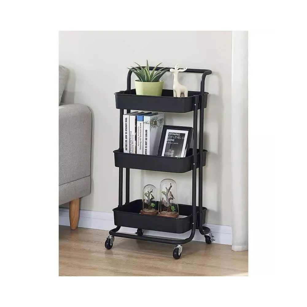 Kitchen Trolley 3 Tier Multi-function Trolley Storage Trolley For home and kitchen  abs environmental protection plastic and carbon steel pipe