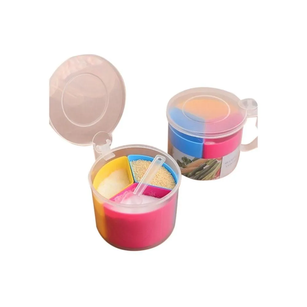Transparent Color Spice Jar Box 3 In 1 Container - 1 Pcs