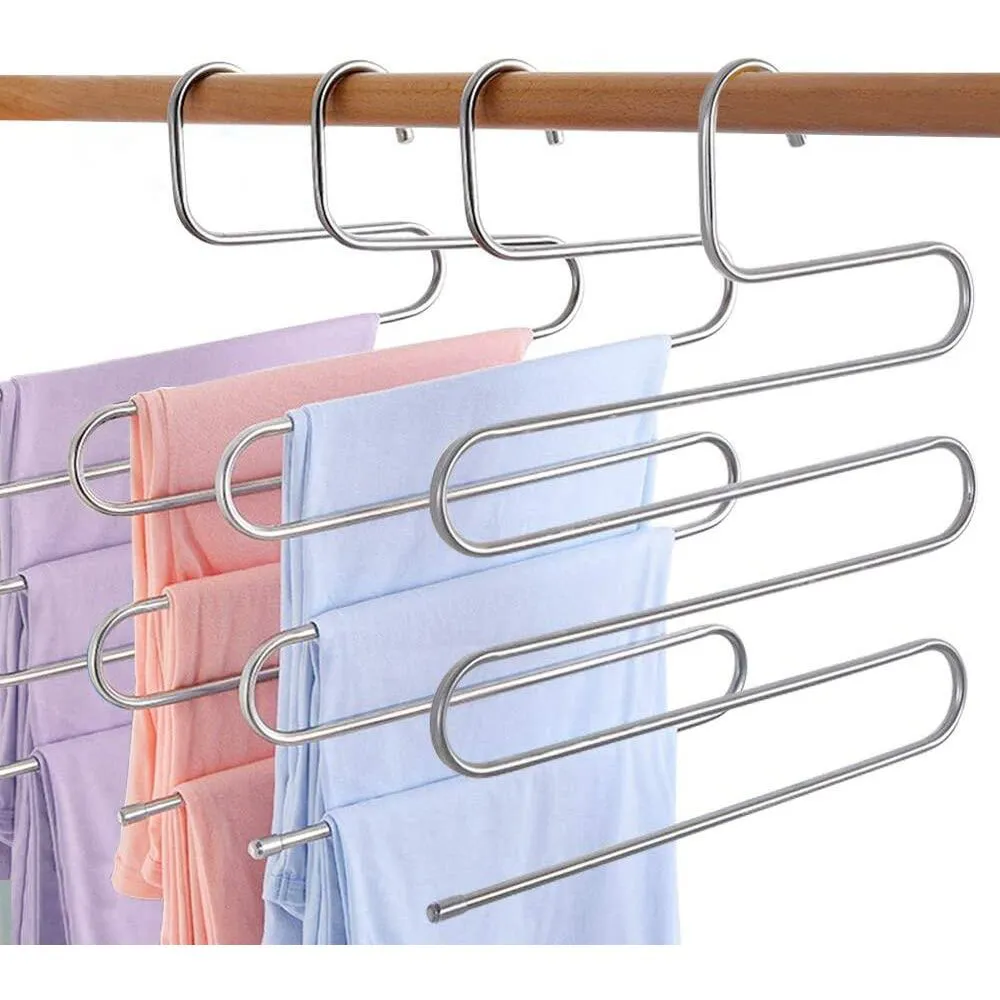 stainless steel 5-layer Pants Storage Rack S-shaped Hanger