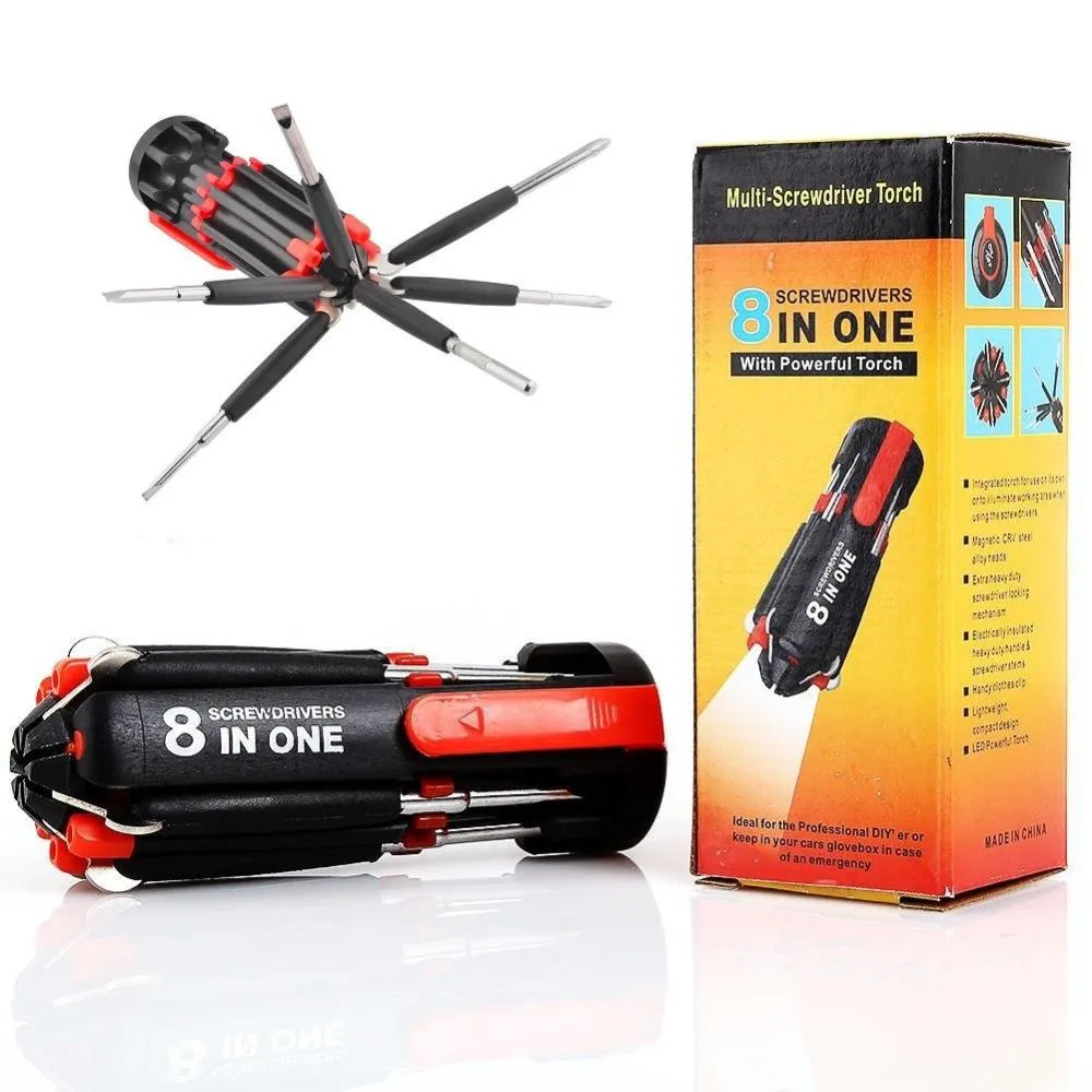 8-in-1 Multi Screwdriver with Powerful Torch