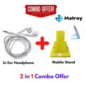 2 in 1 Combo Offer In Ear Headphone + Mobile Stand