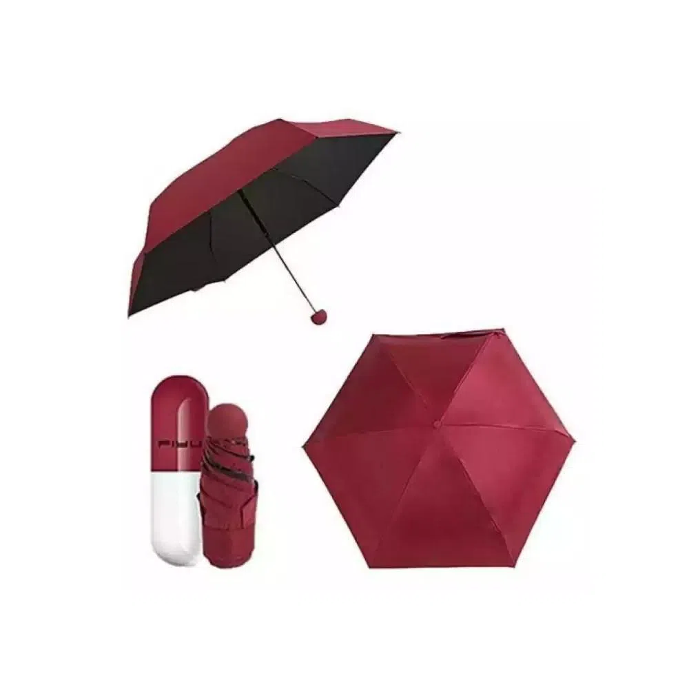 Windproof Pocket Capsule Umbrella-Deep Maroon