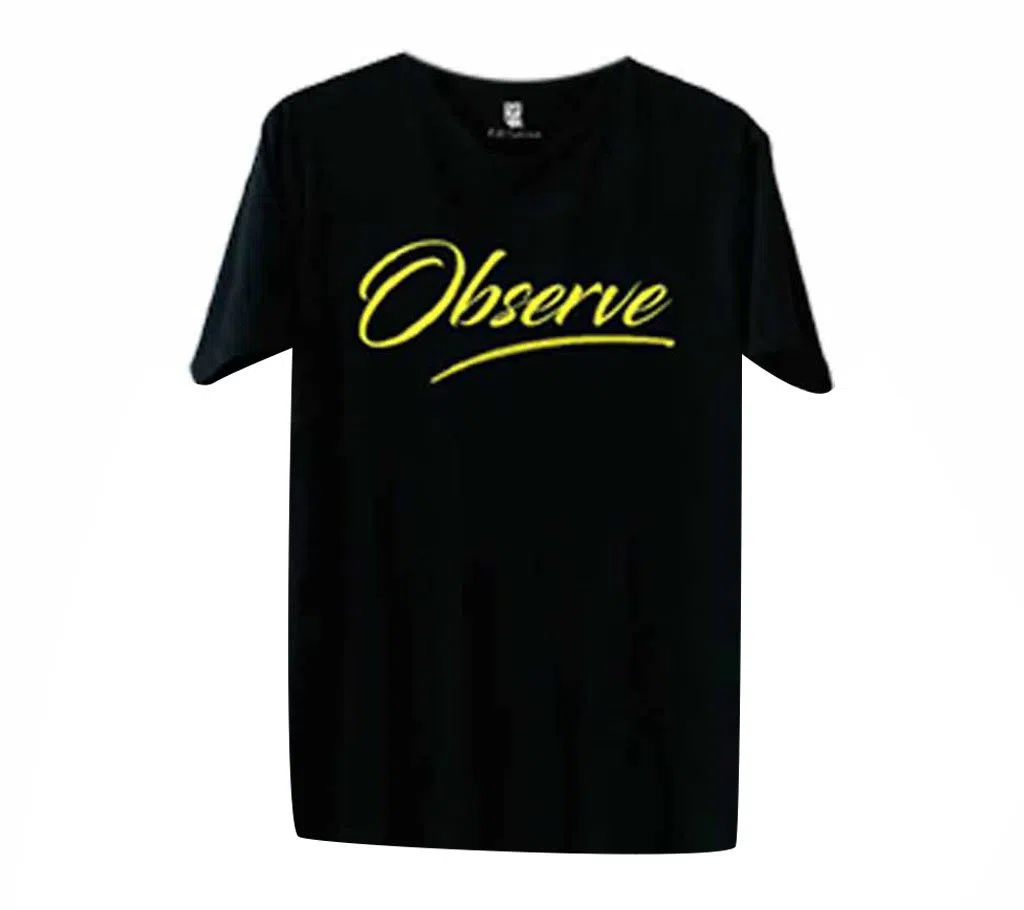 Observe Black Half-Sleeve T-shirt.