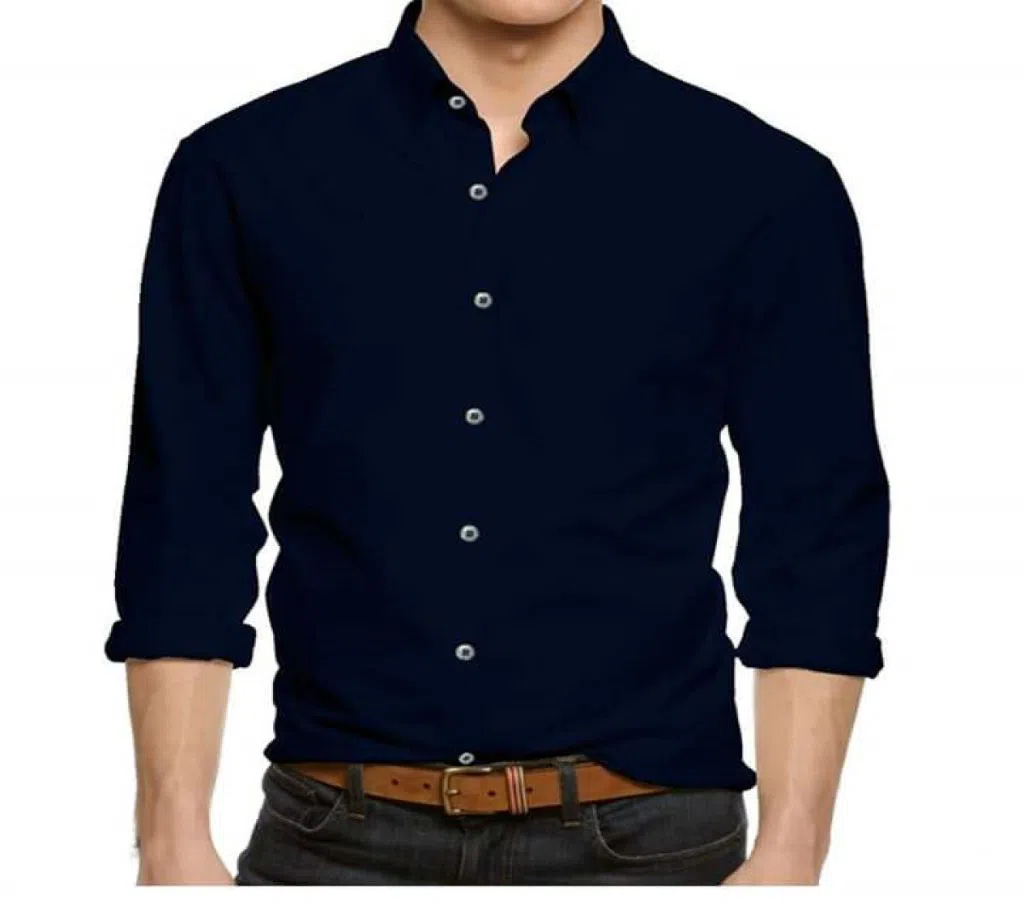   Black Cotton Long Sleeve Formal Shirt for Men