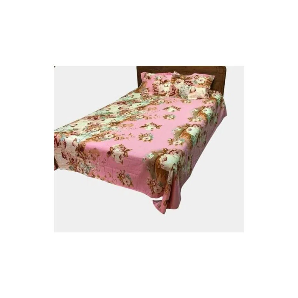 Cotton Double Size Bed Sheet With 2 Pillow