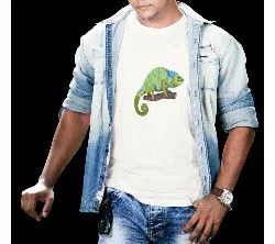 Mens half sleeve Synthetic Polyester Printed Summer T-shirt-The chameleon