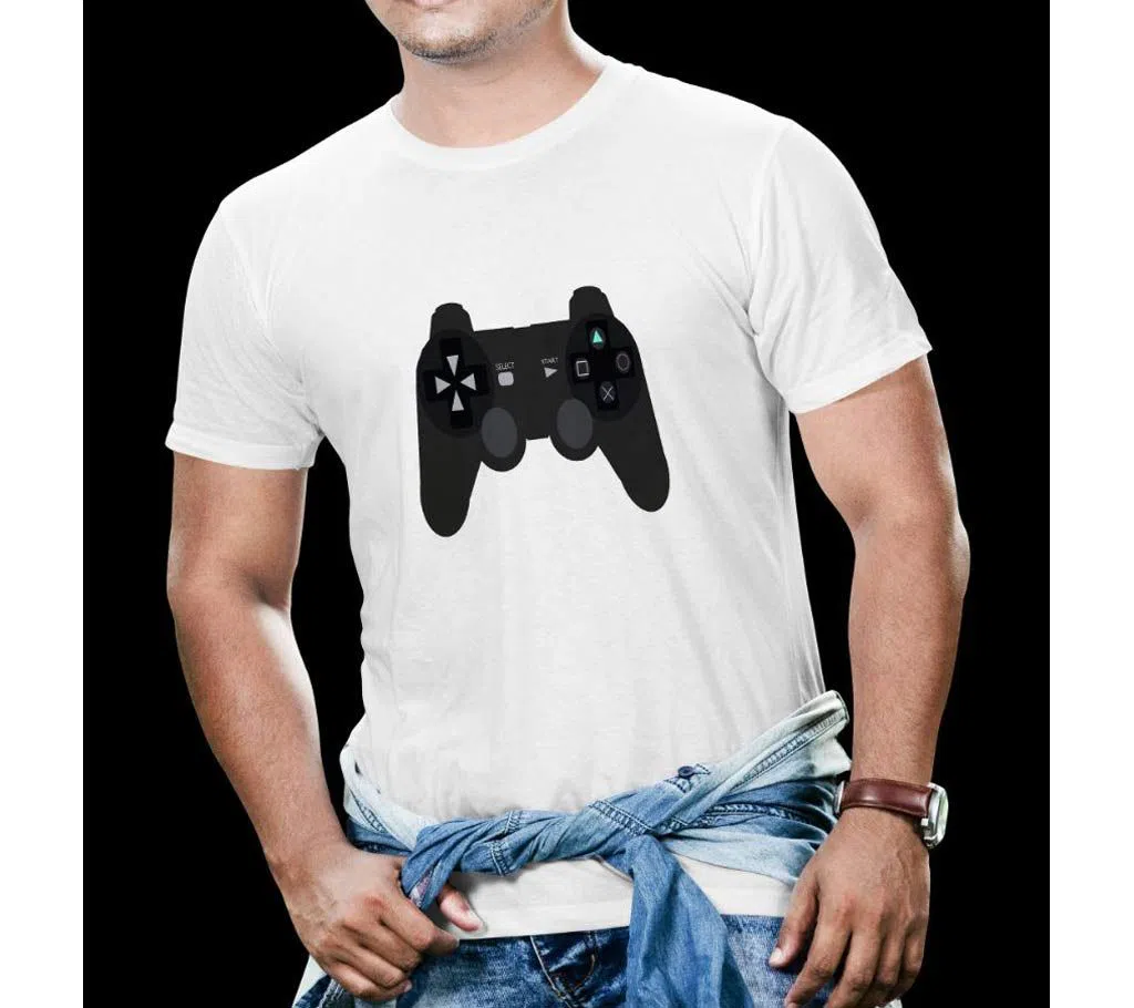 Mens half sleeve Synthetic Polyester Printed Summer T-shirt- Game console 
