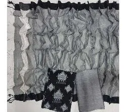 Unstitched Screen Print Three Piece - 2AZ-Ash Black -Ash Black 