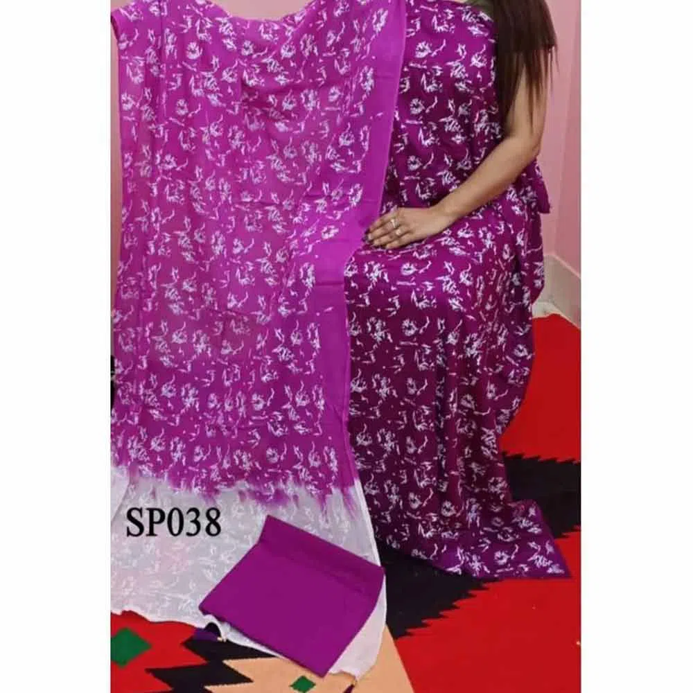 Unstitched Screen Print Cotton Salwar Kameez for Women