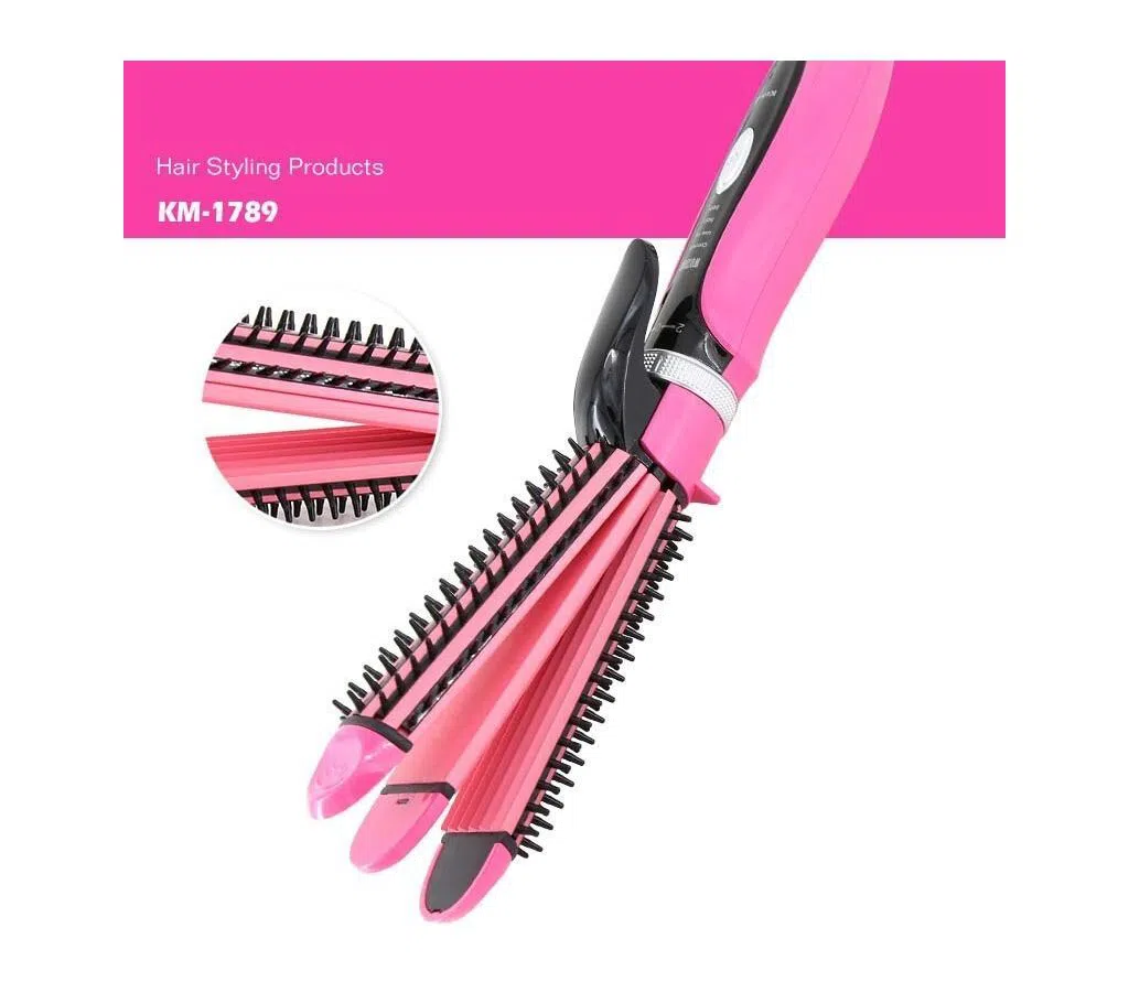 Kemei KM-1789 Brand 3 in 1 Electric Hair Curler and Straightener 