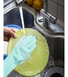Silicone kitchen gloves, magic washing gloves - Sky Blue