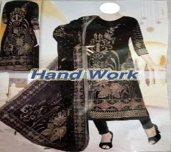 Hand Work Unstitched Three Piece For Women Black,Nirsha BD