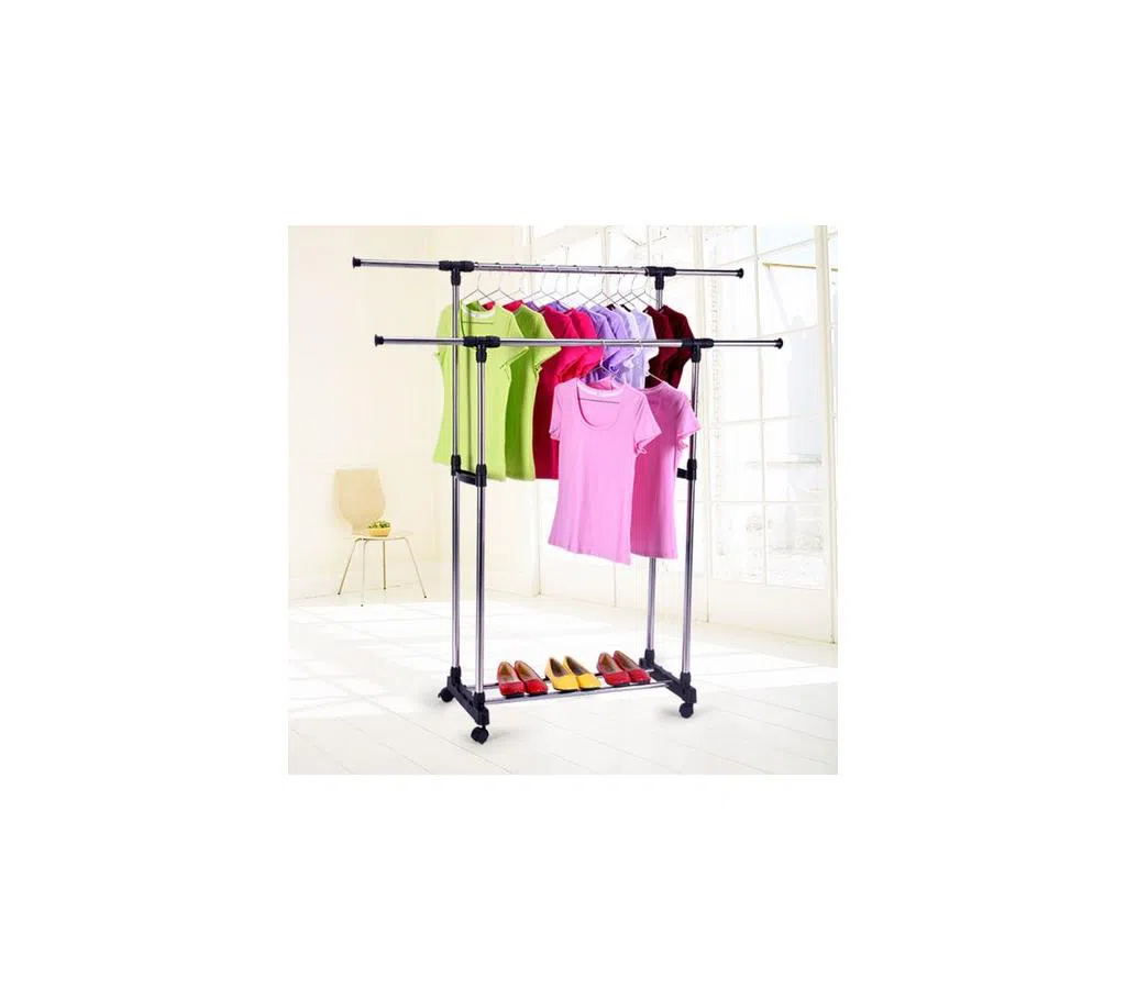 Stainless Steel Foldable Single-Pole Clothes Hanger Garment Rack